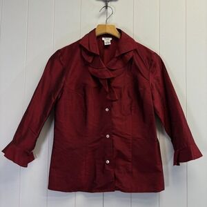 MIC Studio Womens Y2K Fairy Grunge Ruffle Neck Silk Top Size 4 Indie Whimsigoth